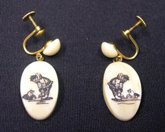 Earrings with Eskimo and Seal 