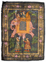 Mughal Miniature- Emperor Hunting with Elephant