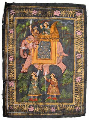 Mughal Miniature- Emperor Hunting with Elephant