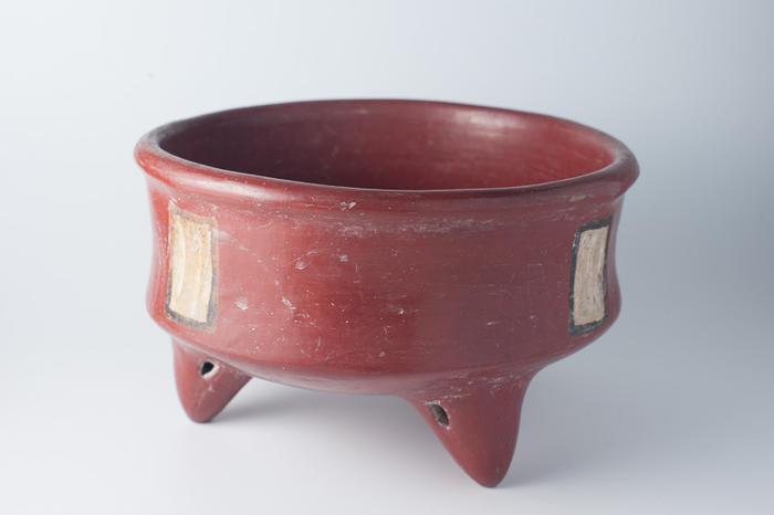 Red Tripod Ceramic Vessel