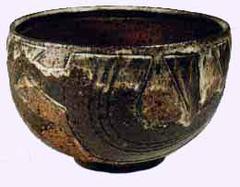 Footed Bowl with Abstract Lines