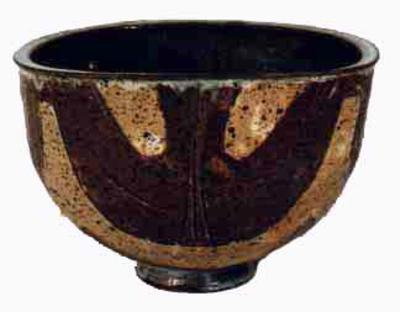 Squared Footed Bowl with Abstract Leaves