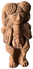 Squint-Eyed Figure with Small Lap Figures
